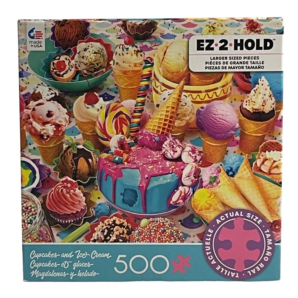 Ceaco EZ 2 Hold Cupcakes and Ice Cream 500 Piece Jigsaw Puzzle Large Piece